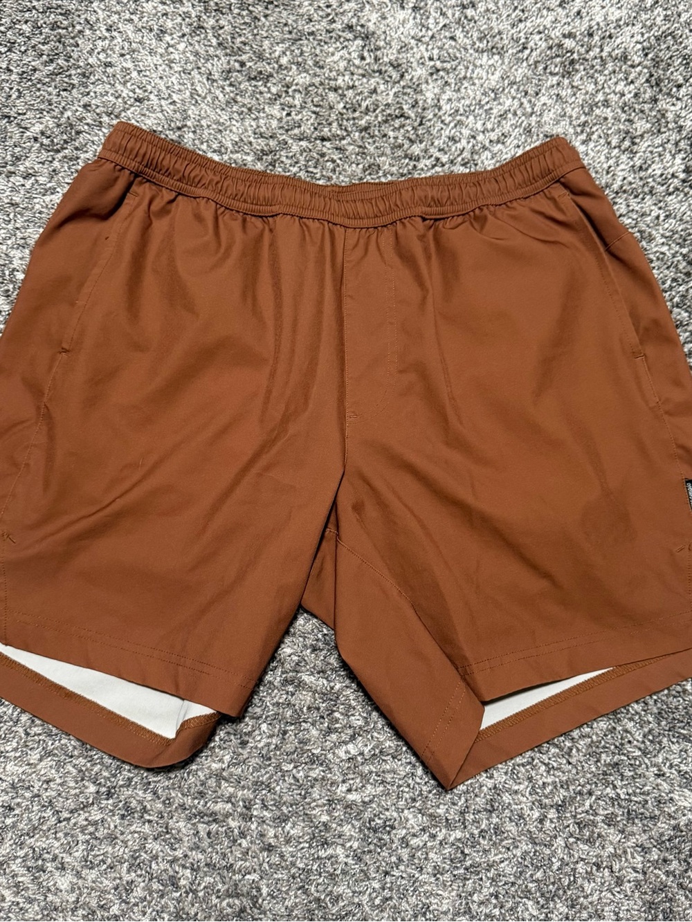 Maamgic Mens 2-in-1 Athletic Running Shorts brown size large